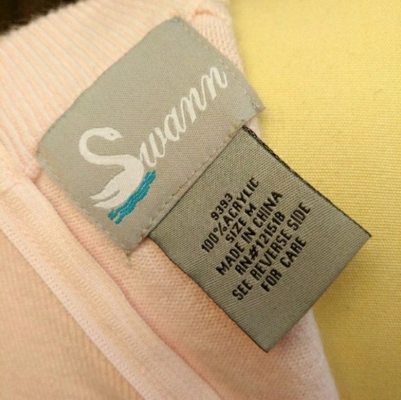 Swann Vintage Back Zip Soft Pink Sweater Medium - Picture 3 of 5